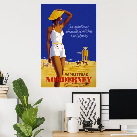 "Norderney" Vintages deutsches Reiseplakat Poster (Heimbüro)