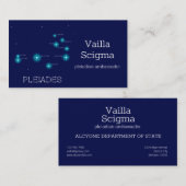 Nordhalbkugel Pleiades Star Formation Visitenkarte (Vorne/Hinten)