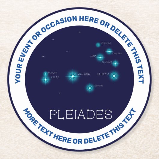 Nordhalbkugel Pleiades Star Formationsrunde Runder Pappuntersetzer (Vorderseite)