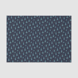 Nordic Aquamarin Christmas Trees Dark Seidenpapier