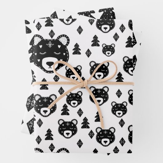 Nordic Bear Weihnachtswrapping Paper Set 3 Geschenkpapier Set (Beispiel)