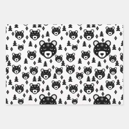Nordic Bear Weihnachtswrapping Paper Set 3 Geschenkpapier Set (Vorderseite)