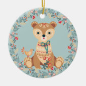 Nordic Bear Wreath Weihnachten Keramik Ornament (Vorne)