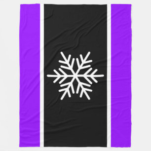 Nordic Black Bright Lila White Stripes Snowflake Fleecedecke