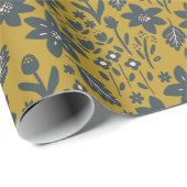 Nordic Blooms Olive & Dark Green Fall Floral Geschenkpapier (Rolleneckpunkt)