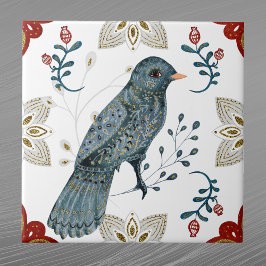 Nordic Blue Bird Wasserfarbenwelt Kunst Fliese