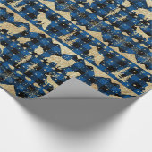 Nordic Blue Buffalo Kariert Gold Winter Animals Geschenkpapier (Ecke)