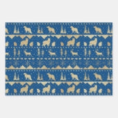 Nordic Blue Buffalo Kariert Gold Winter Animals Geschenkpapier Set (Vorderseite 2)