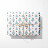 Nordic Blue Christmas Trees Skandinavien Holiday Geschenkpapier