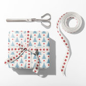 Nordic Blue Christmas Trees Skandinavien Holiday Geschenkpapier