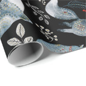 Nordic Blue Fox Red Greenery Watercolor Geschenkpapier (Rolleneckpunkt)