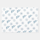 Nordic Blue Frohe Weihnachten Let It Schneeflocken Geschenkpapier Set (Vorderseite 2)
