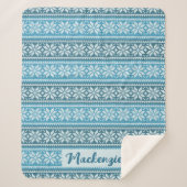 Nordic Blue Snowflake Strick Sweater Personalisier Sherpadecke (Vorderseite)