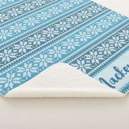 Nordic Blue Snowflake Strick Sweater Personalisier Sherpadecke (3/4)