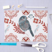 Nordic Blue Songbird Wasserfarbe Kunst Seidenpapier (Handwerk)
