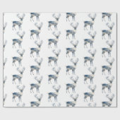 Nordic Blue White Deer Birthday Geschenkpapier (Flach)