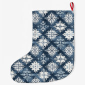 Nordic Blue White Deer Christmas Großer Weihnachtsstrumpf (Rückseite)