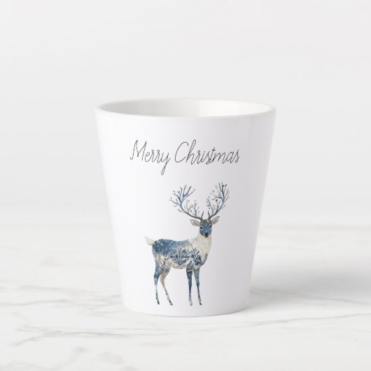 Nordic Blue White Deer Christmas Milchtasse (Vorderseite)