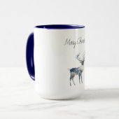 Nordic Blue White Deer Christmas Tasse (Vorderseite Links)