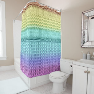 Nordic Boho Bohemisch Tribal Rainbow Unique Aztec Duschvorhang