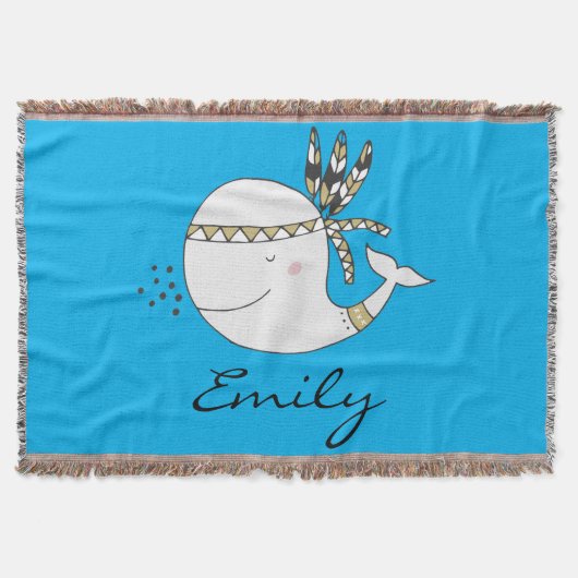 Nordic Boho Whale Personalisiert Decke (Vorderseite)