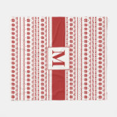 Nordic Bright Red and Winter White Arctic Streifen Fleecedecke (Vorderseite (Horizontal))