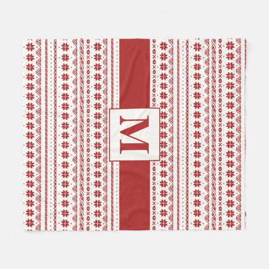 Nordic Bright Red and Winter White Arctic Streifen Fleecedecke (Vorderseite (Horizontal))