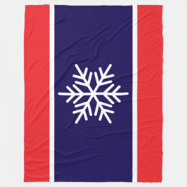 Nordic Bright Red Navy White Stripes Snowflake Fleecedecke