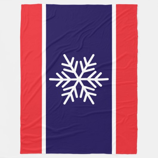 Nordic Bright Red Navy White Stripes Snowflake Fleecedecke (Vorderseite)