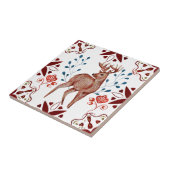 Nordic Brown Deer Watercolor Kunst Fliese (Seite)