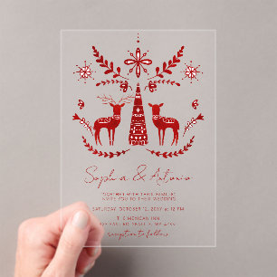 Nordic Buck und Doe Woodland Winter Wedding Acryleinladungen