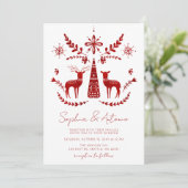 Nordic Buck und Doe Woodland Winter Wedding Einladung (Stehend Vorderseite)