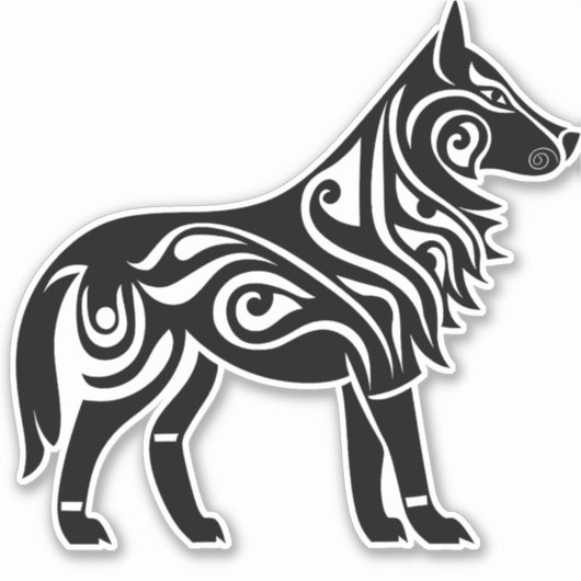 Nordic Celtic Knüpfarbeit Wolf Aufkleber (Vorderseite)