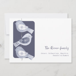 Nordic Christmas Blue Birds Foto Feiertagskarte