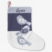 Nordic Christmas Blue Birds Kleiner Weihnachtsstrumpf (Vorderseite)