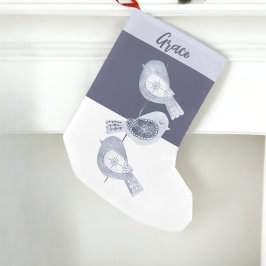 Nordic Christmas Blue Birds Kleiner Weihnachtsstrumpf