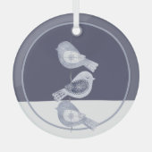 Nordic Christmas Blue Birds Ornament Aus Glas (Vorderseite)