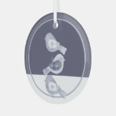 Nordic Christmas Blue Birds Ornament Aus Glas (Vorderseite links)