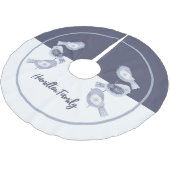 Nordic Christmas Blue Birds Personalisiert Polyester Weihnachtsbaumdecke (Schrägansicht)