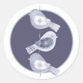 Nordic Christmas Blue Birds Photo Runder Aufkleber (Vorderseite)