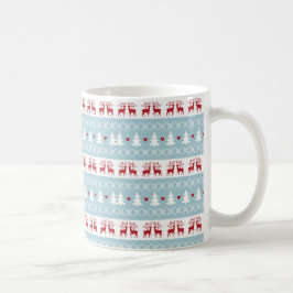 Nordic Christmas Blue Red White Holiday Kaffeetasse