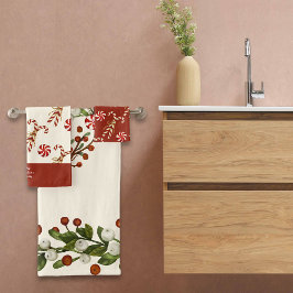 Nordic Christmas Candy Cane Wreath Individuelle Na Badhandtuch Set