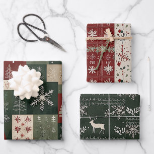Nordic Christmas Collage Geschenkpapier Set