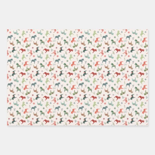Nordic Christmas Dala Horse Wrapping Paper Sheets Geschenkpapier Set (Vorderseite)