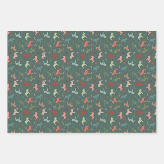 Nordic Christmas Dala Wrapping Paper Sheets Geschenkpapier Set (Vorderseite)