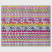 Nordic Christmas farbenfrohe Winter Knittermuster Geschenkpapier (Flach)