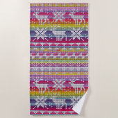 Nordic Christmas farbenfrohe Winter Knittermuster Strandtuch (Vorderseite)