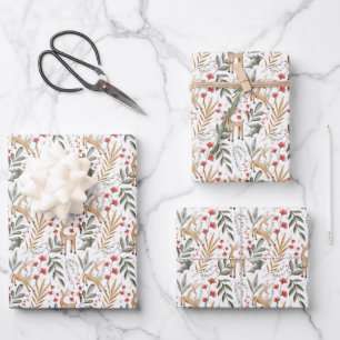 Nordic Christmas Gift Wrap Scandi Holiday Deer Geschenkpapier Set