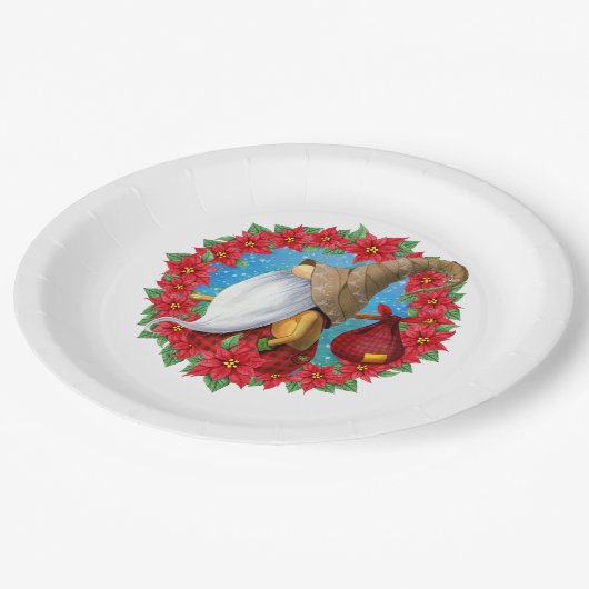 Nordic Christmas Gnome Pappteller (Schrägansicht)