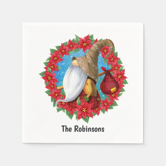 Nordic Christmas Gnome Serviette (Vorderseite)